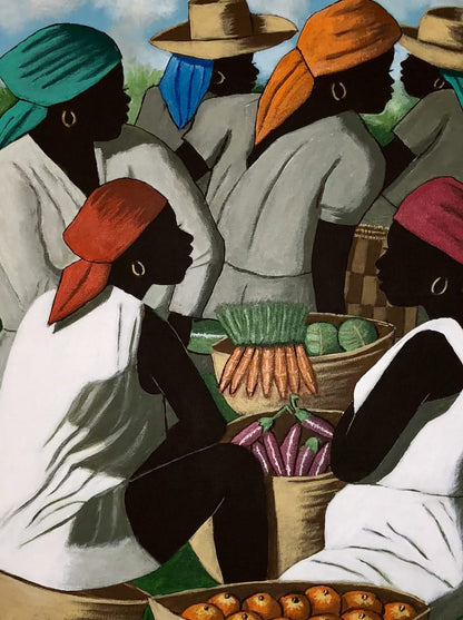 Claude Dambreville 30"x24" Market Scene 2018 Acrylic on Canvas #17MFN