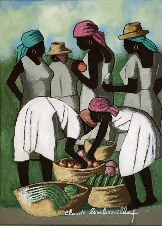 Claude Dambreville 16"x12" Good Market Day 2018 Acrylic on Canvas #12MFN