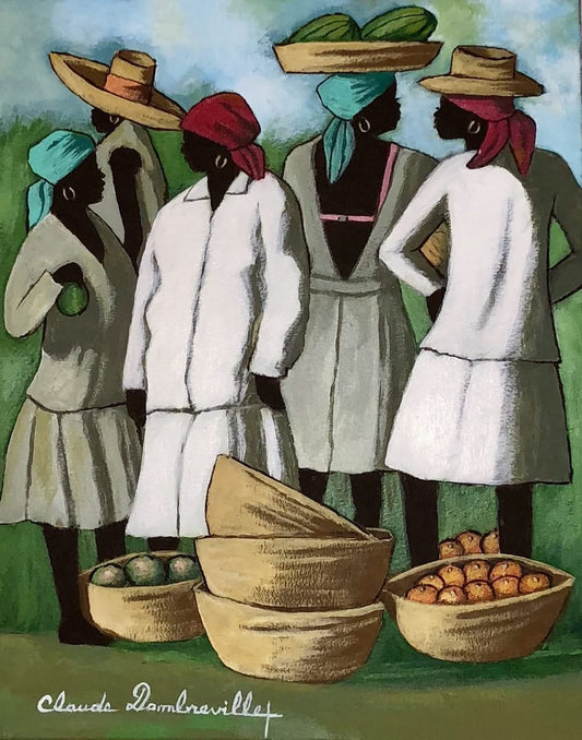 Claude Dambreville 20"x16" Daily Market 2018 Acrylic on Canvas #13MFN