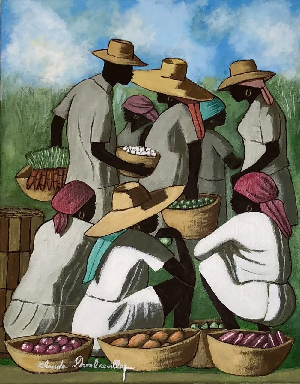 Claude Dambreville 20"x16" Busy Market 2018 Acrylic on Canvas #14MFN