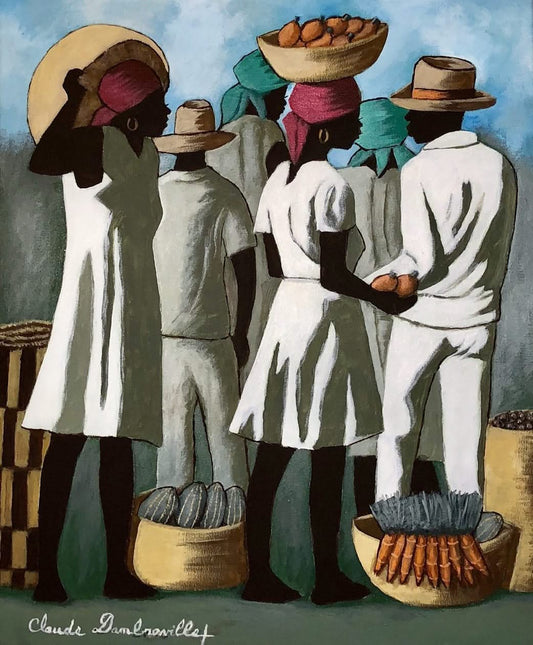 Claude Dambreville 24"x20" On the Way to the Market 2018 Acrylic on Canvas #15MFN