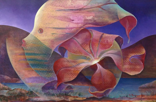 Albert Desmangles 24"x36" Mask  Acrylic on Canvas Painting#9516GN-HA