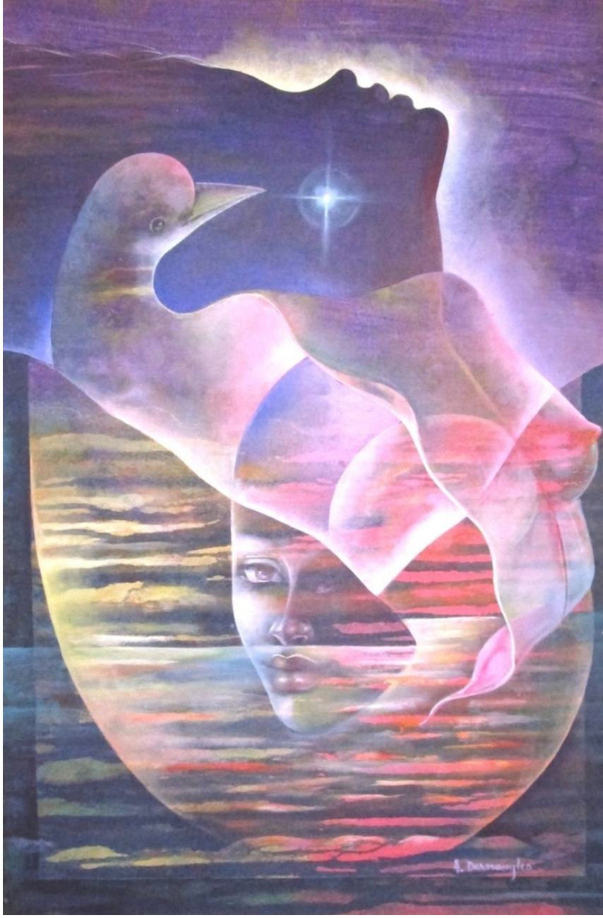 Albert Desmangles 36"x24" Glorious  Acrylic on Canvas Painting#J4-HA