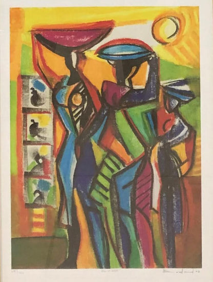 Philippe Dodard 11 ¾" x16 ¼" "Etre et Avoir"/To Be & To Have  Silkscreen Signed & Limited Edition On Paper Framed Under Glass #2FC