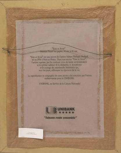 Philippe Dodard 11 ¾" x16 ¼" "Etre et Avoir"/To Be & To Have  Silkscreen Signed & Limited Edition On Paper Framed Under Glass #2FC