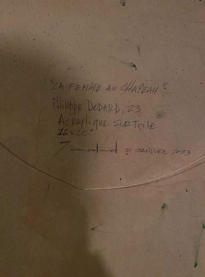 Philippe Dodard 20"x16" LA FEMME AU CHAPEAU 2023 Acrylic on Canvas Painting #26JN-HA