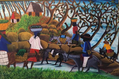 Wilmino Domond 16"x24" To The Market Oil on Masonite #3GN-HA