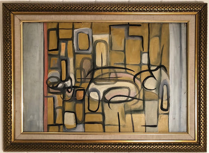 Roland Dorcely (1930-2017) 16"x24" Abstract Oil on Board  Frame 21.5"x29.5"#1NT