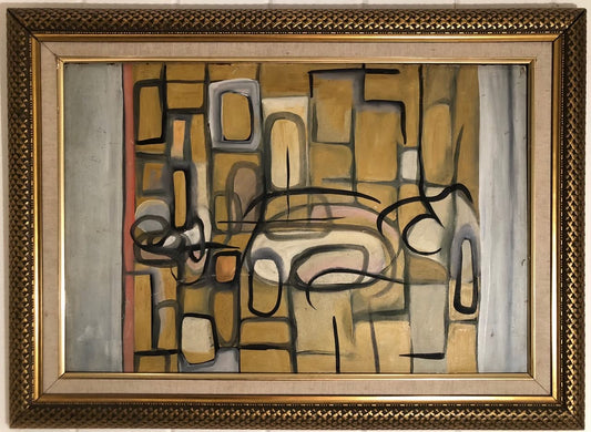 Roland Dorcely (1930-2017) 16"x24" Abstract Oil on Board  Frame 21.5"x29.5"#1NT