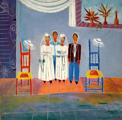 Nicolas Dreux (1956-2021) 24"x24" Double Communion Acrylic on Canvas #3JN-HA