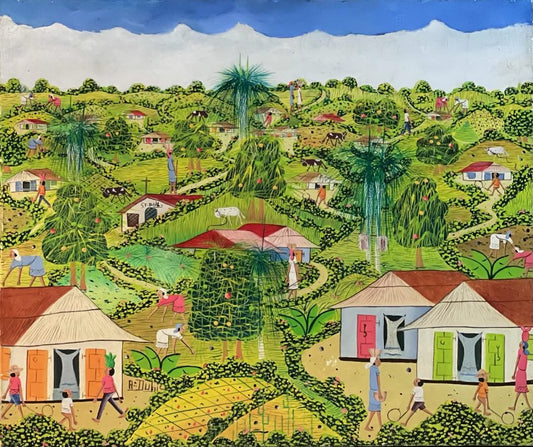 Abner Dubic 20"x24" Village Oil on Canvas Hand-Painted Sides #1HL