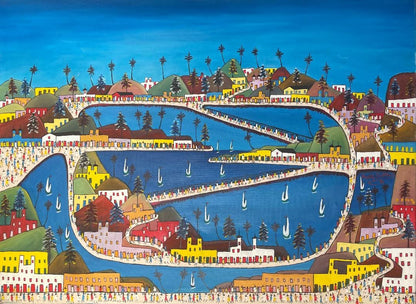 Prefete Duffaut (1923-2012) 30"x40" Imaginary City 1981  Oil on Canvas #1MFN