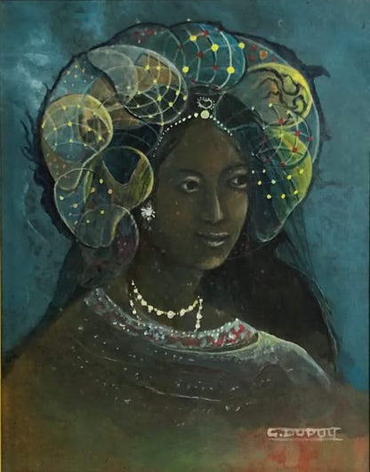 G. Dupuy 7"x6" Woman Portrait Oil on Masonite Framed#1FC