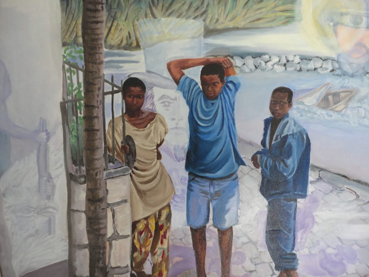 Micheline Dusseck 25 1/2" x 22" Homeless Boys Oil On Canvas #1CMD