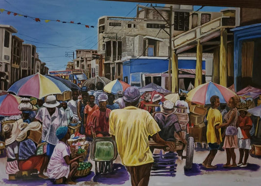 Micheline Dusseck 34 ¾" x 51" Port-au-Prince 2022 Oil on Canvas #11MD
