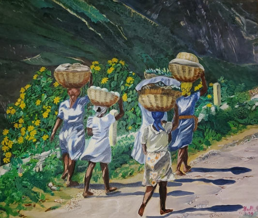 Micheline Dusseck 24"x18" Countrywomen 2022 Oil On Canvas #12MD