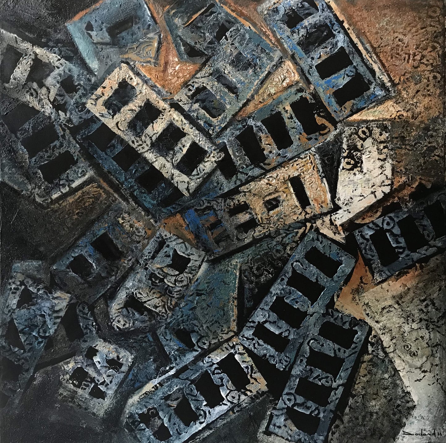 Philippe Dodard 36"x36" Earthquake 2010 Acrylic on Canvas #4-CD