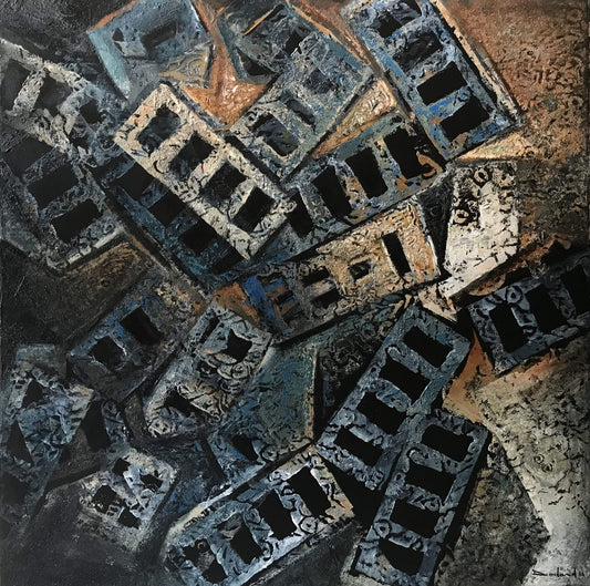 Philippe Dodard 36"x36" Earthquake 2010 Acrylic on Canvas #4-CD