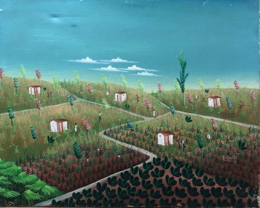 Fritz Emile  20"x16" Rural Scene c1980 Oil on Canvas #4-2-95MFN