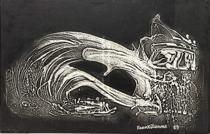 Franck Etienne 26"x40" Black and White 1983 Acrylic on Canvas #2GN-HA