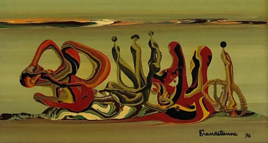 Franck Etienne - Franketienne 9"x16" Silhouettes 1996 Acrylic on Masonite Framed #1FC