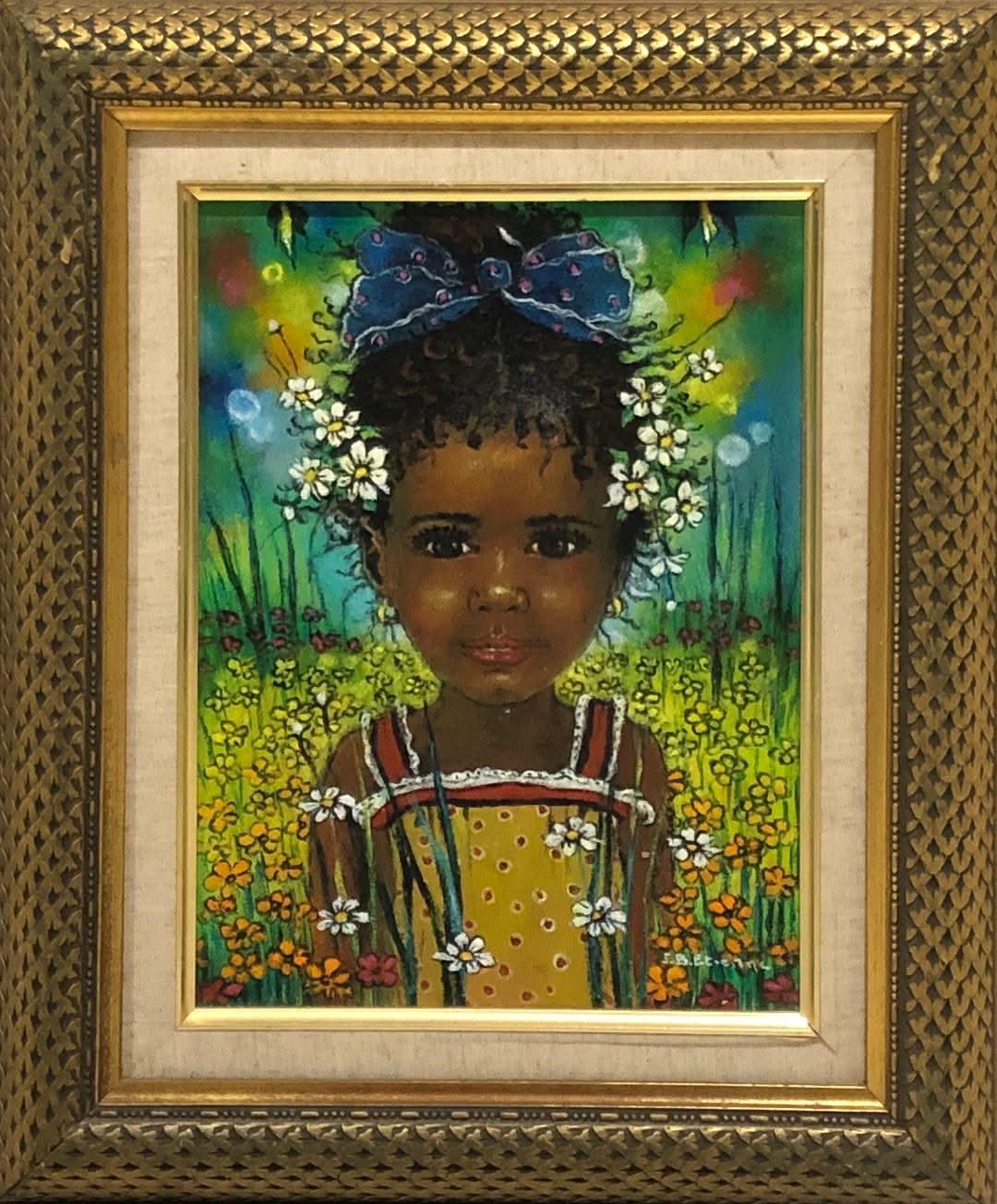 Jean-Bernard Etienne (1952-2019) 16"x9" Little Girl in the Prairie Acrylic on Canvas Framed #1FC