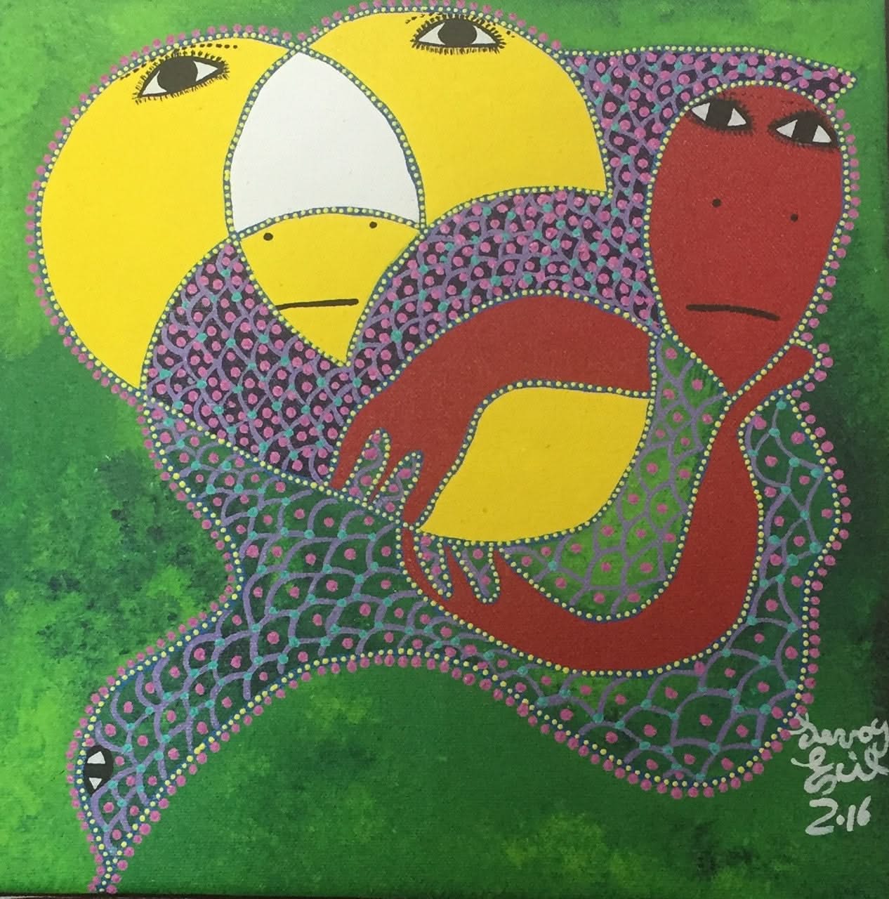 Levoy Exil 12"x12" Three Spirits 2016  Acrylic on Canvas #3MFN