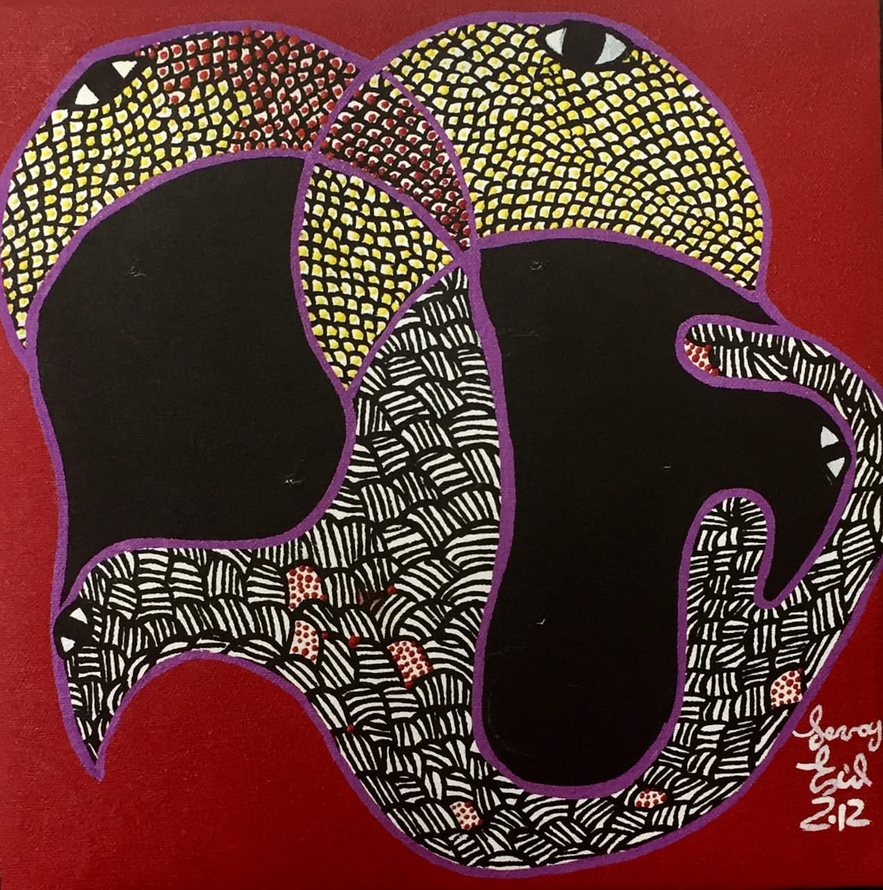 Levoy Exil 12"x12" Two Spirit and Eagle 2012 Acrylic on Canvas #4MFN