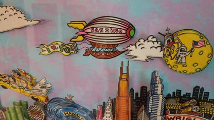 Charles Fazzino 26.5"x31.5" 1994 "Remembering 70s T.V" Mixed Media 3-D Graphic Art #1JN-MIA- Price Upon Request