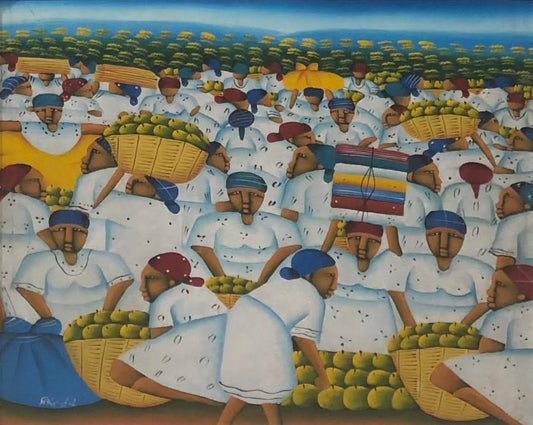 Feristol 20"x24" Market Oil on Canvas Painting #1FC