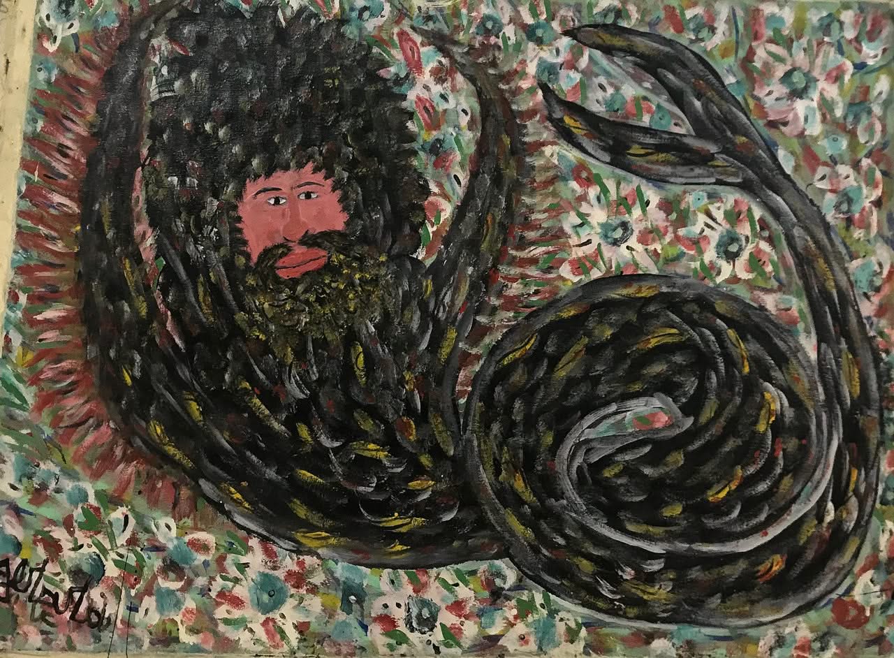 Gerard Fortune 30"x40" Man/Whale Acrylic on Canvas #J94