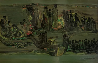 Franck Etienne - Franketienne 16"x24" Abstract 1999 Acrylic on Board- Framed #2JN-HA