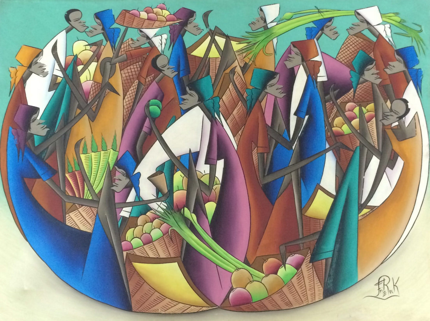 Fritz Rock  30"x40" Merchants c1970 Oil on Canvas #19-3-79GN-HA