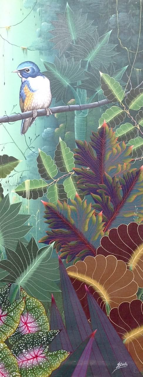 Jacques Geslin 30"x12" A Bird Oil on Canvas #2712GN-HA