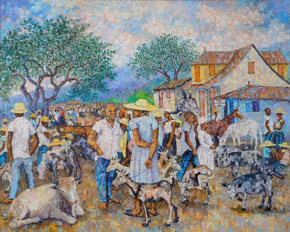 Eric Girault 40"x50" 1988 "Marche Maron" Oil on Canvas #24EG