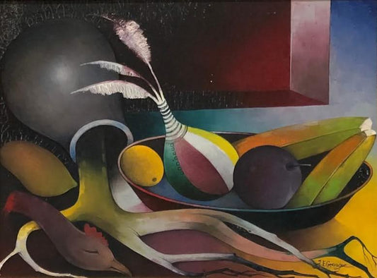 Jacques-Enguerrand Gourgue (1930-1996) 12"x16" Still Life/ Voodoo 1992 Oil on Canvas Framed #1FC