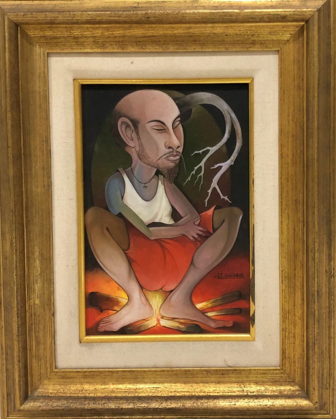 Jacques-Enguerrand Gourgue (1930-1996) 13"x9" Man with Beard Oil on Canvas Framed #2FC