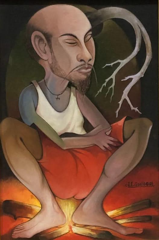 Jacques-Enguerrand Gourgue (1930-1996) 13"x9" Man with Beard Oil on Canvas Framed #2FC