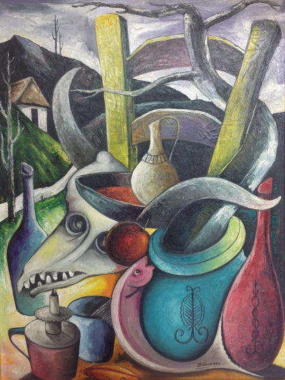 Jacques Enguerrand Gourgue 32"x24" Voodoo Scene c1960 Oil on Board #24-3-96GN-HA