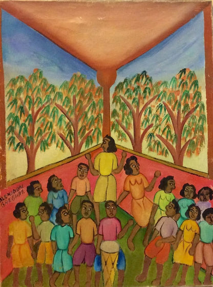 Alexandre Gregoire 16"x12" Vodou Scene Oil on Canvas Painting #3-2-95MFN