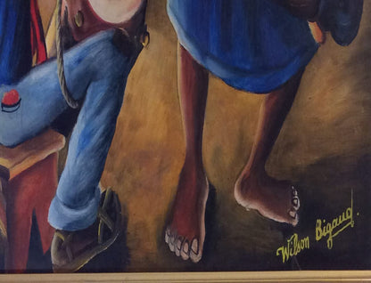 Wilson Bigaud (1931-2010) 24"x24" Vodou Dance c1970 Original Oil on Board #5-2-95MFN