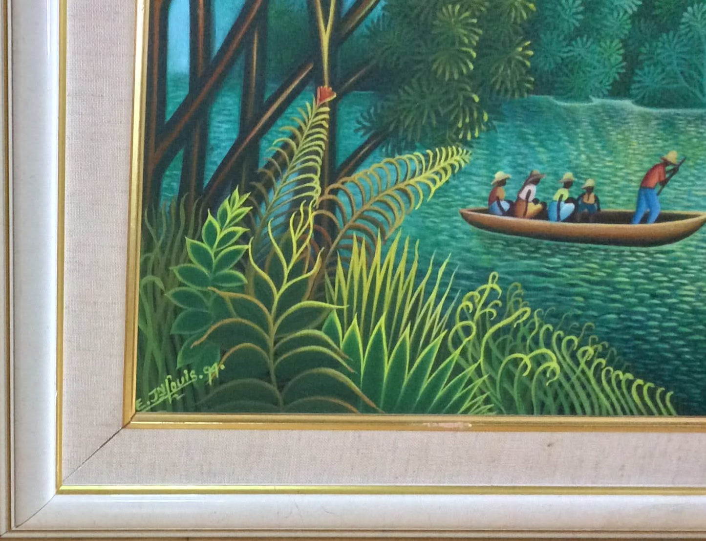 Eric Jean-Louis 16"x12" By The River Oil on Canvas #3-2-95MFN