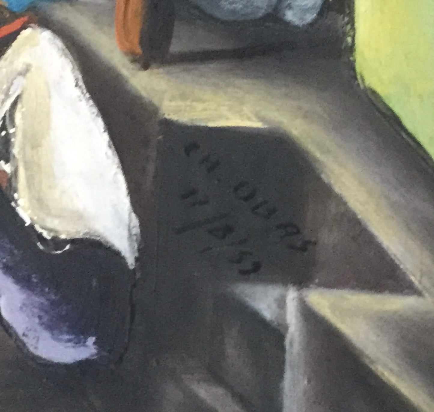 Charles Obas (1927-1969) 24"x48" Nocturnal Activities 1959 Oil on Masonite Framed 28"x52" #1LV