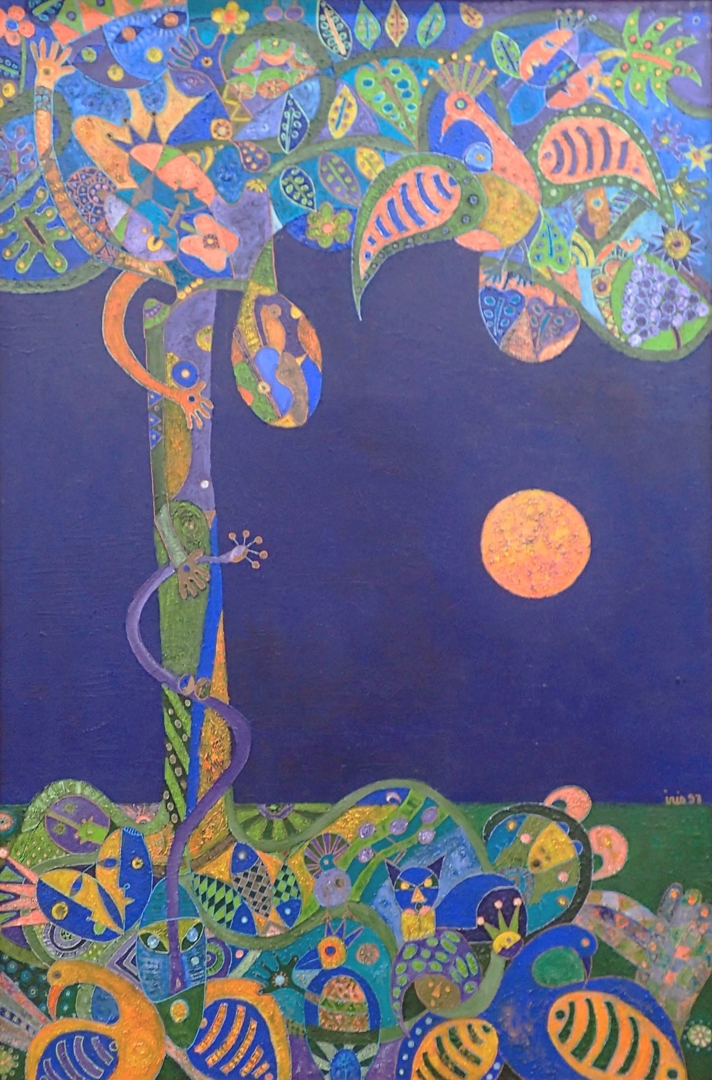 IRIS, Genevieve Lahens Esper 60"x40" l'Arbre de Vie 1997  Acrylic on Canvas #2EB- SOLD