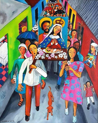 Jose Morillo 16"x20" The Procession 2013 Acrylic on Canvas #3JM-DR