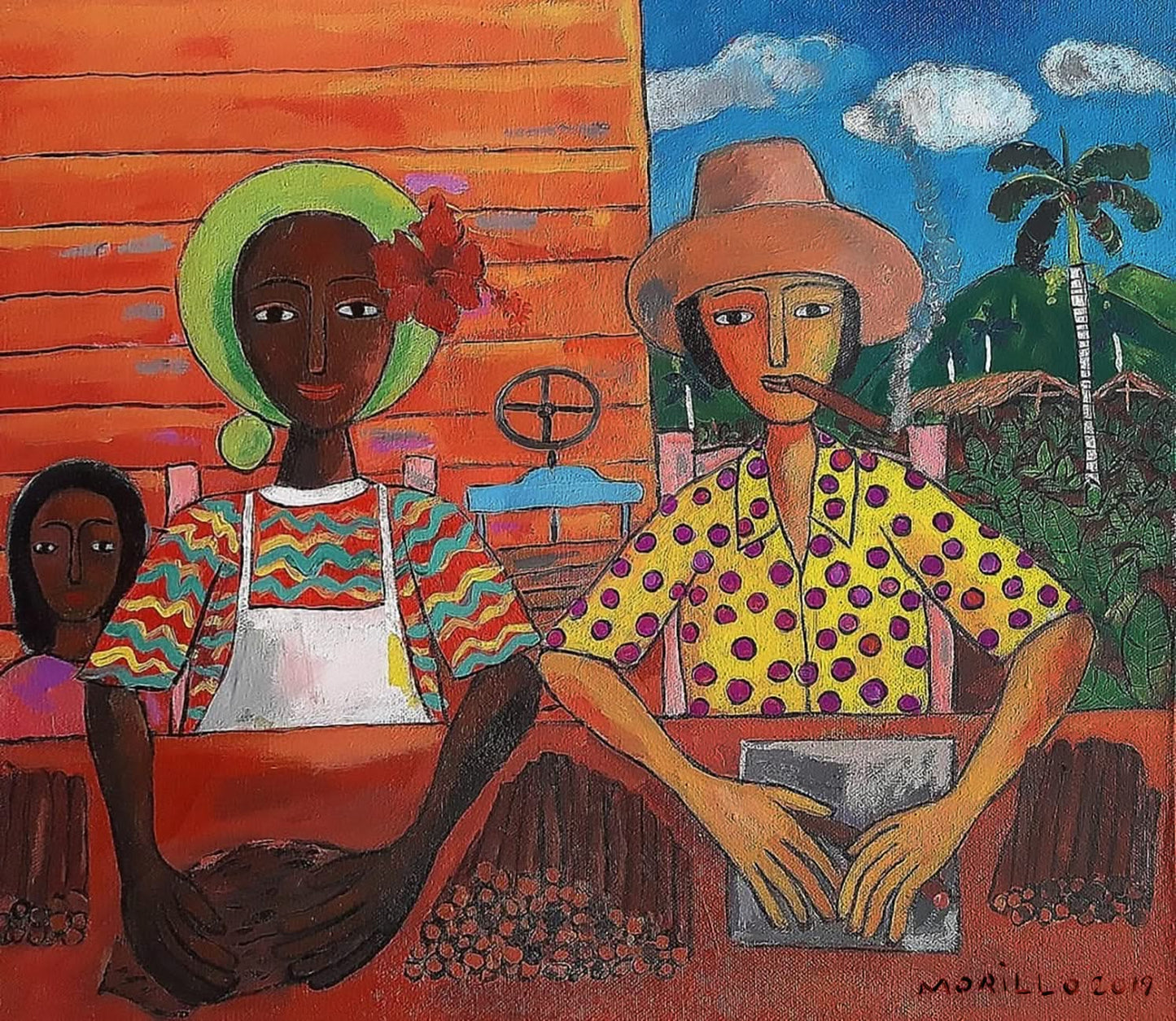 Jose Morillo 24"x30" Tobacco Artisans 2019 Acrylic on Canvas #9JM-DR