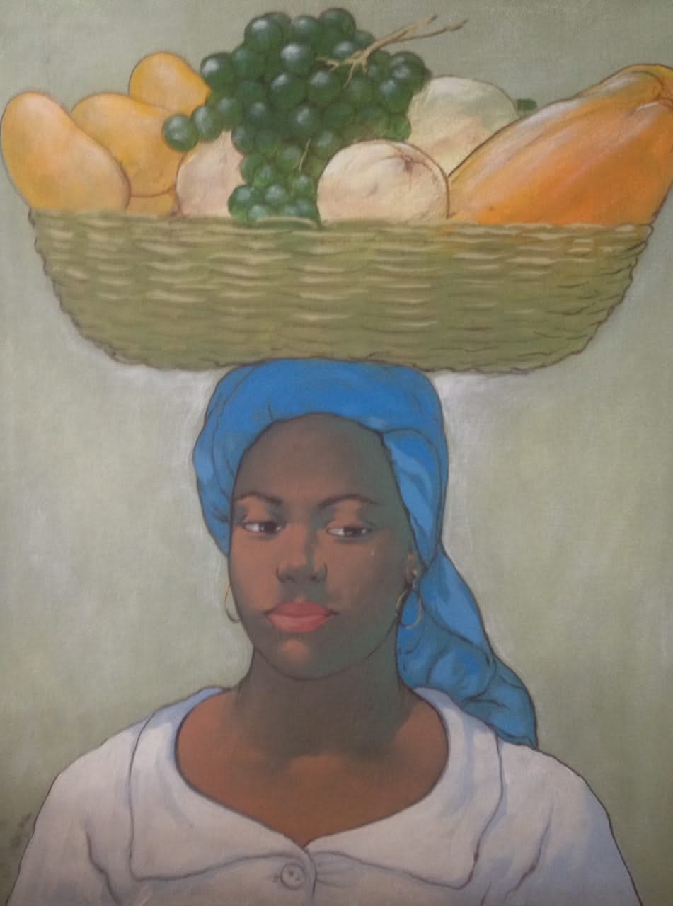 Juan Plutarco Andujar (1931-1995) 24"x 30" Marchanta de Frutas Oil on Canvas #11FN