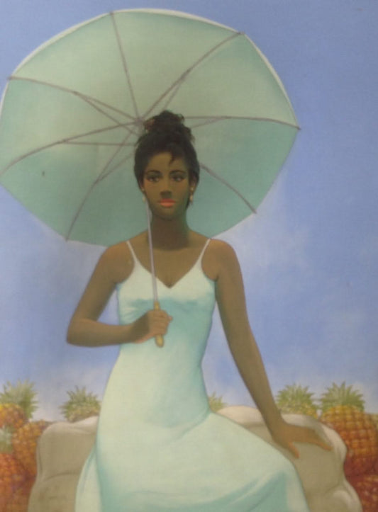 Juan Plutarco Andujar (1931-1985) 40"x 50" Morena Con Sombrilla Y Piaa Oil on Canvas #14FN