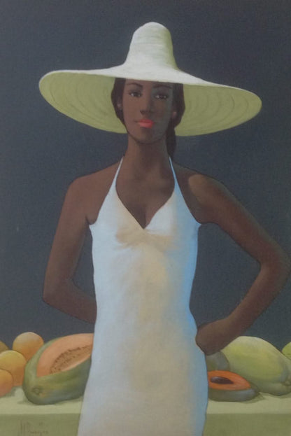 Juan Plutarco Andujar (1931-1995) 27"x36" Morena Con Pamela Oil on Canvas #1FN