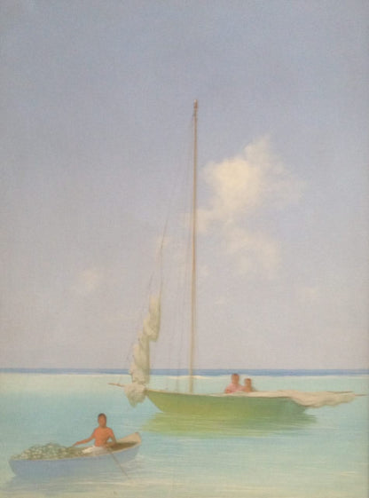 Juan Plutarco Andujar (1931-1995) 30"x 40" Marina Con Dos Botes  Oil on Canvas #6FN